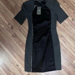 A/X Armani Exchange Black & Charcoal Panel Sheath Dress